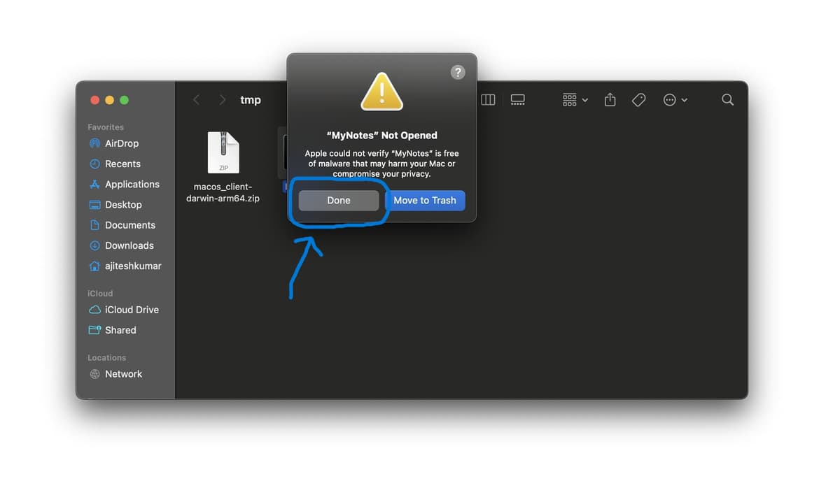 macOS permission dialog for Apple Notes access
